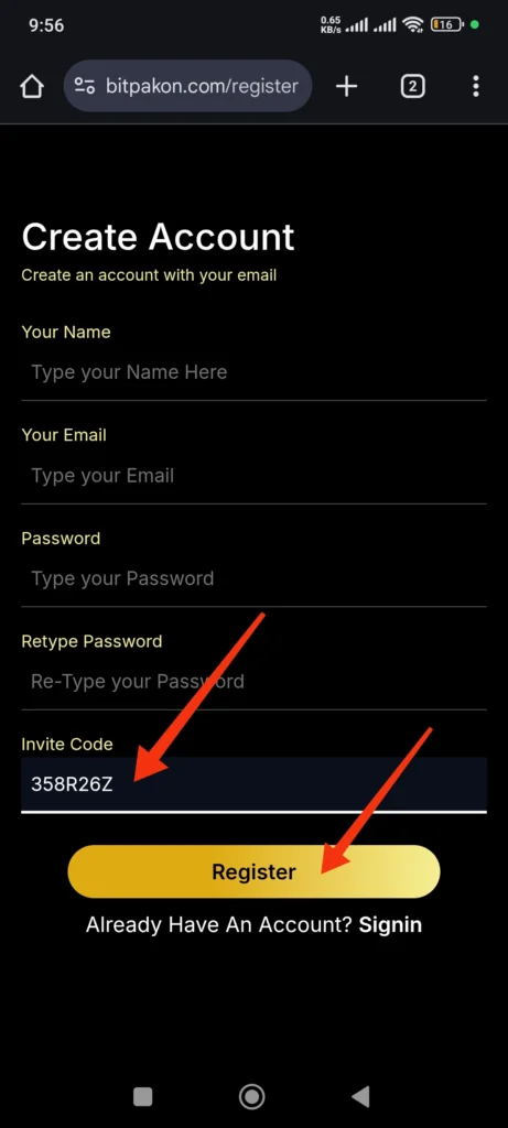 BitPakon Referral Code
